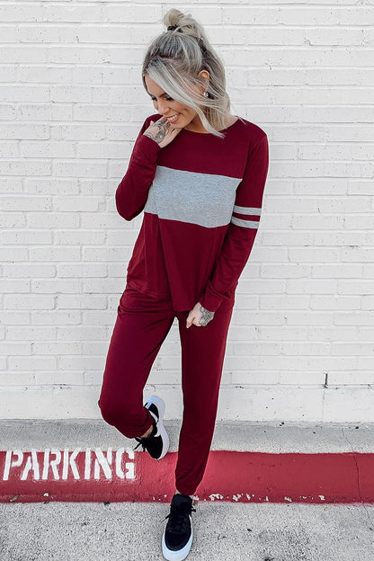 PRETTYGARDEN Women's Color Block 2 Piece 2025 Fall Tracksuit Crewneck Long Sleeve Tops Long Sweatpants Outfits Lounge Sets