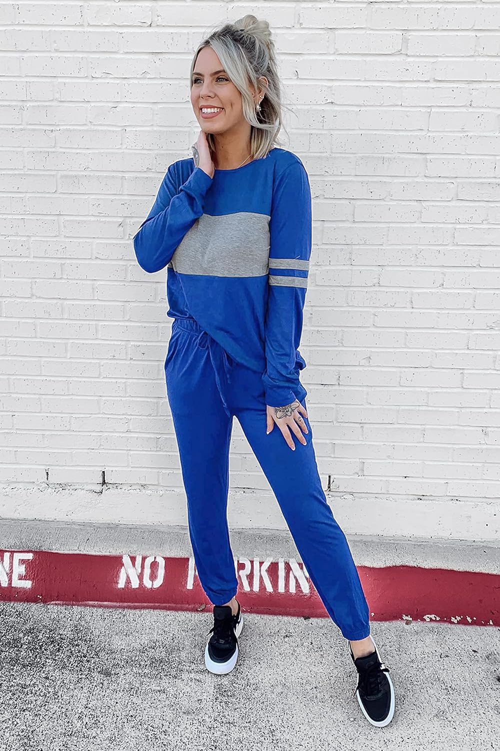 PRETTYGARDEN Women's Color Block 2 Piece 2025 Fall Tracksuit Crewneck Long Sleeve Tops Long Sweatpants Outfits Lounge Sets