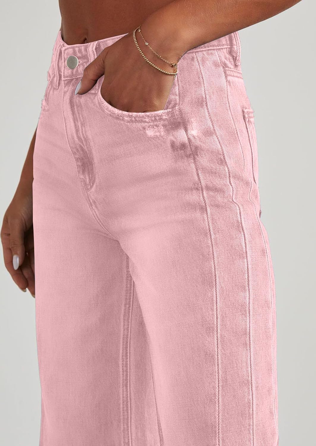 PRETTYGARDEN Wide Leg Jeans for Women Trendy 2025 High Waisted Stretchy Baggy Raw Hem Denim Palazzo Pants with Pockets