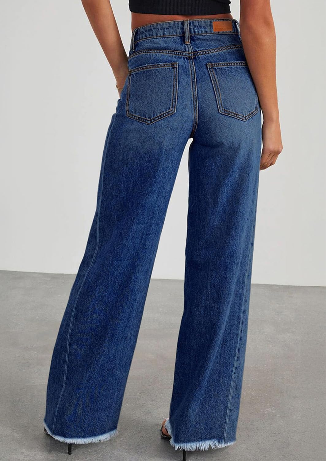 PRETTYGARDEN Wide Leg Jeans for Women Trendy 2025 High Waisted Stretchy Baggy Raw Hem Denim Palazzo Pants with Pockets