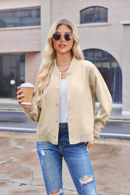 Zeagoo Bomber Jacket Women Varsity Casual Button Down Lightweight 2025 Fall Fashion Short School Outfits with Pockets