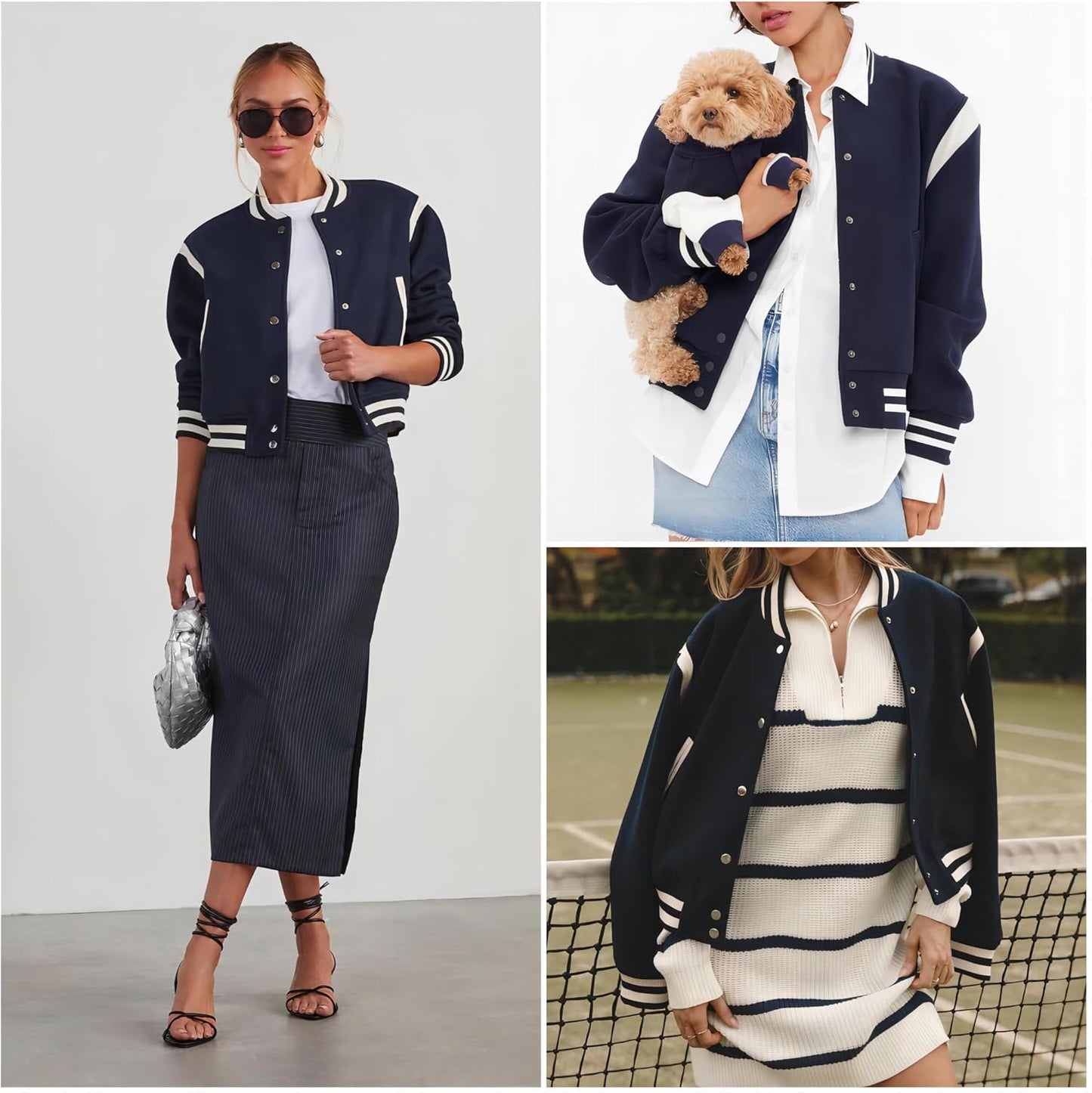 Zeagoo Bomber Jacket Women Varsity Casual Button Down Lightweight 2025 Fall Fashion Short School Outfits with Pockets
