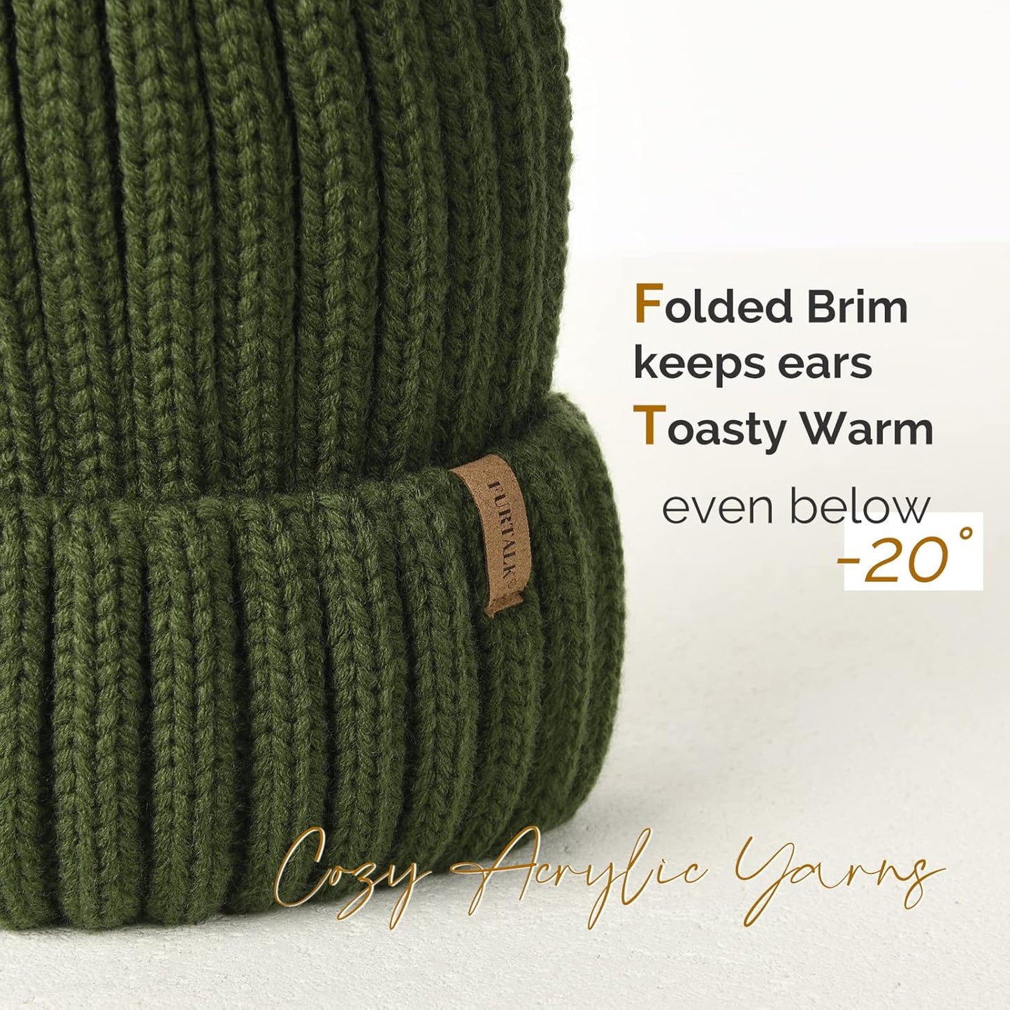 Beanie Hat with Faux Fur Pom