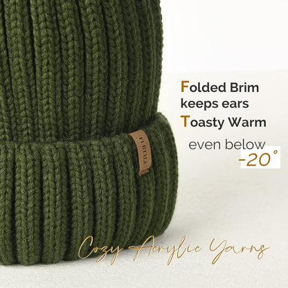 Beanie Hat with Faux Fur Pom