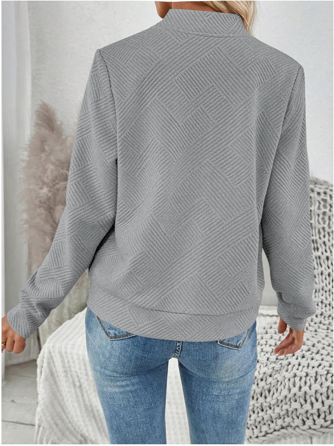 Verdusa Women's Zip Up Textured Lightweight Bomber Jacket Casual Long Sleeve Outerwear