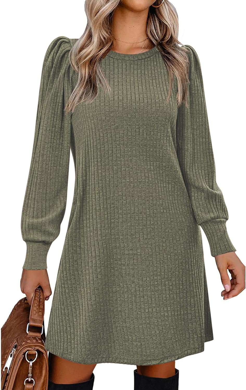 Women’s Knitted Sweater Dress with Pockets