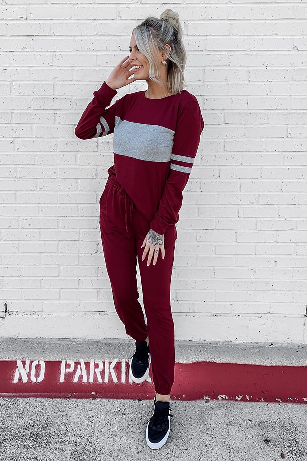 PRETTYGARDEN Women's Color Block 2 Piece 2025 Fall Tracksuit Crewneck Long Sleeve Tops Long Sweatpants Outfits Lounge Sets