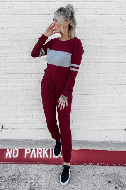 PRETTYGARDEN Women's Color Block 2 Piece 2025 Fall Tracksuit Crewneck Long Sleeve Tops Long Sweatpants Outfits Lounge Sets
