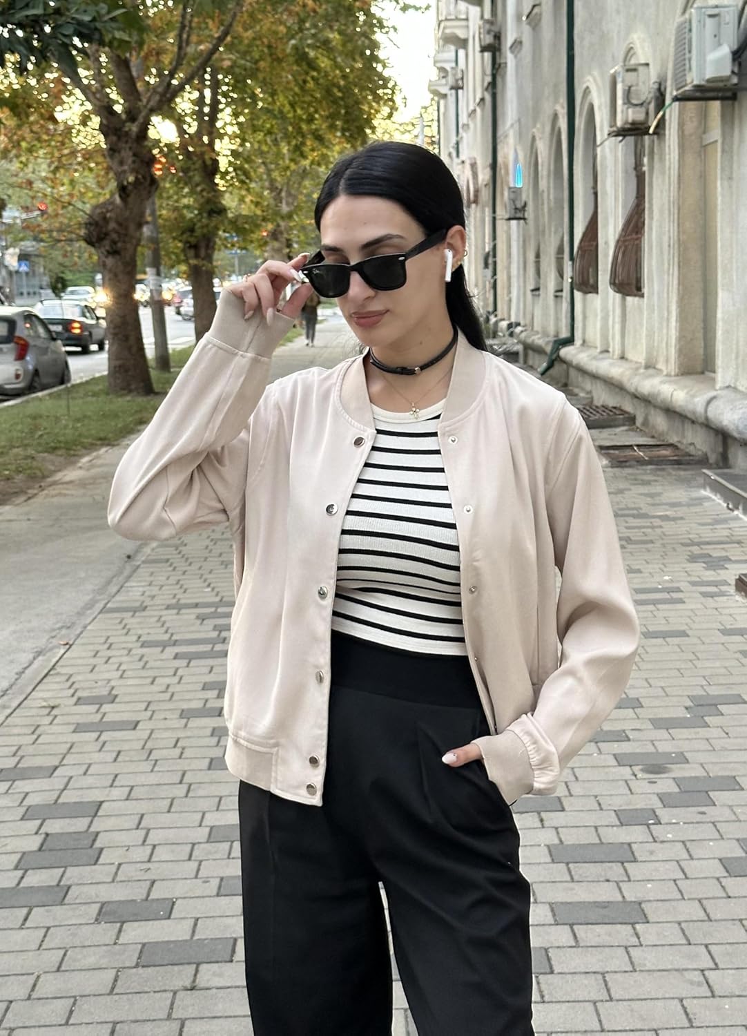 Zeagoo Bomber Jacket Women Varsity Casual Button Down Lightweight 2025 Fall Fashion Short School Outfits with Pockets