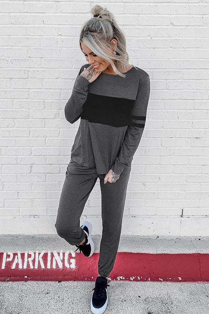 PRETTYGARDEN Women's Color Block 2 Piece 2025 Fall Tracksuit Crewneck Long Sleeve Tops Long Sweatpants Outfits Lounge Sets