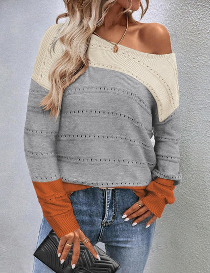 Zeagoo Womens Sweaters Cute Long Sleeve Off The Shoulder Pullover Tops Hollow Out Crochet Dressy Casual Outfits