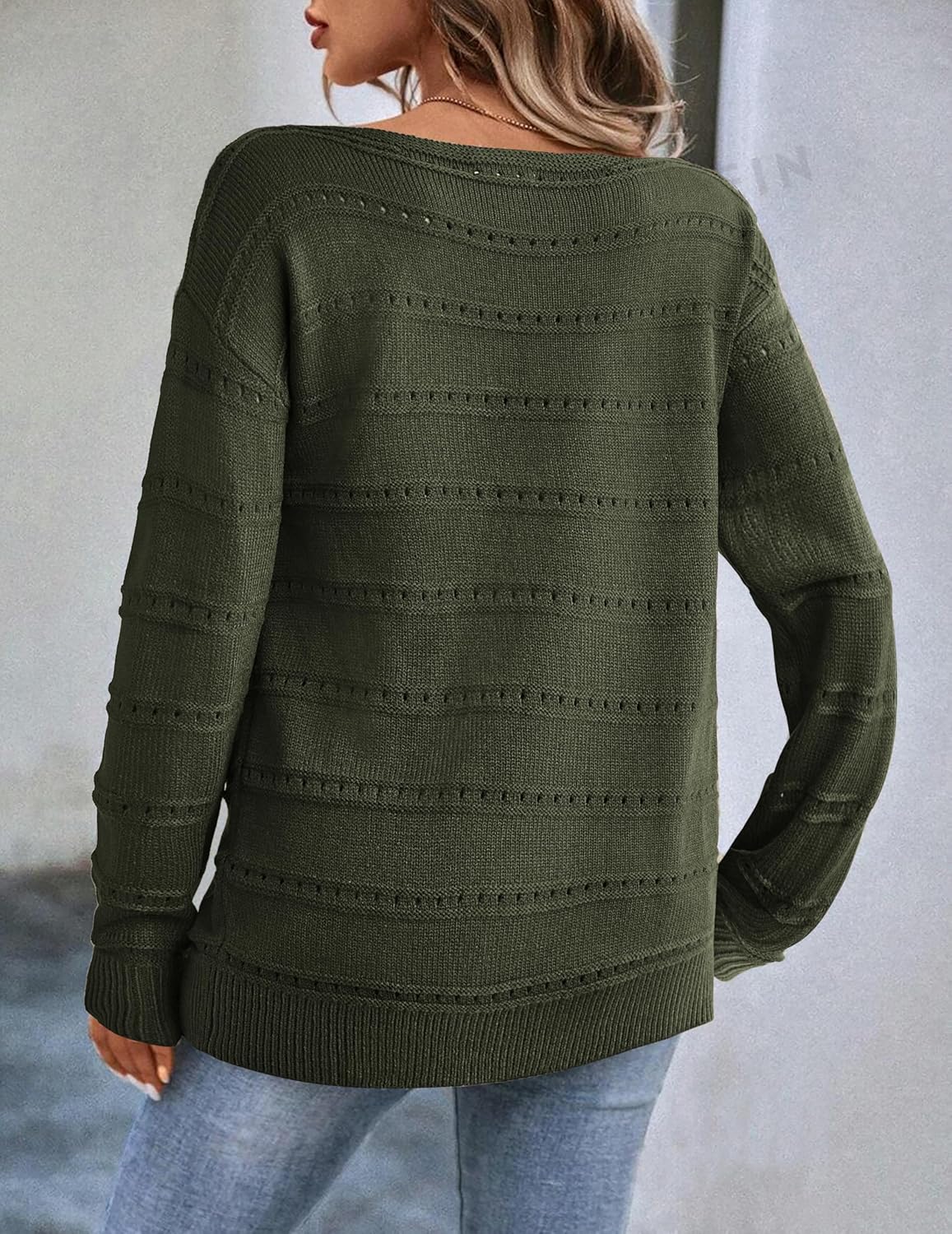 Zeagoo Womens Sweaters Cute Long Sleeve Off The Shoulder Pullover Tops Hollow Out Crochet Dressy Casual Outfits