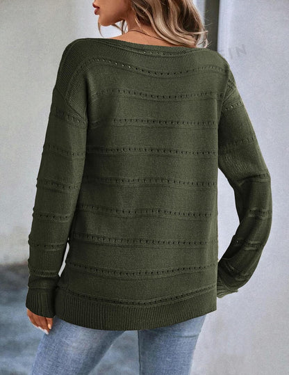 Zeagoo Womens Sweaters Cute Long Sleeve Off The Shoulder Pullover Tops Hollow Out Crochet Dressy Casual Outfits