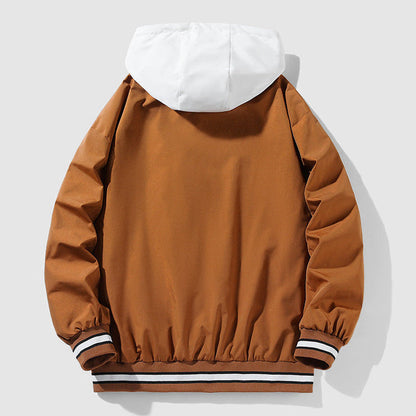 HOODED VARSITY JACKET