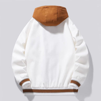 HOODED VARSITY JACKET