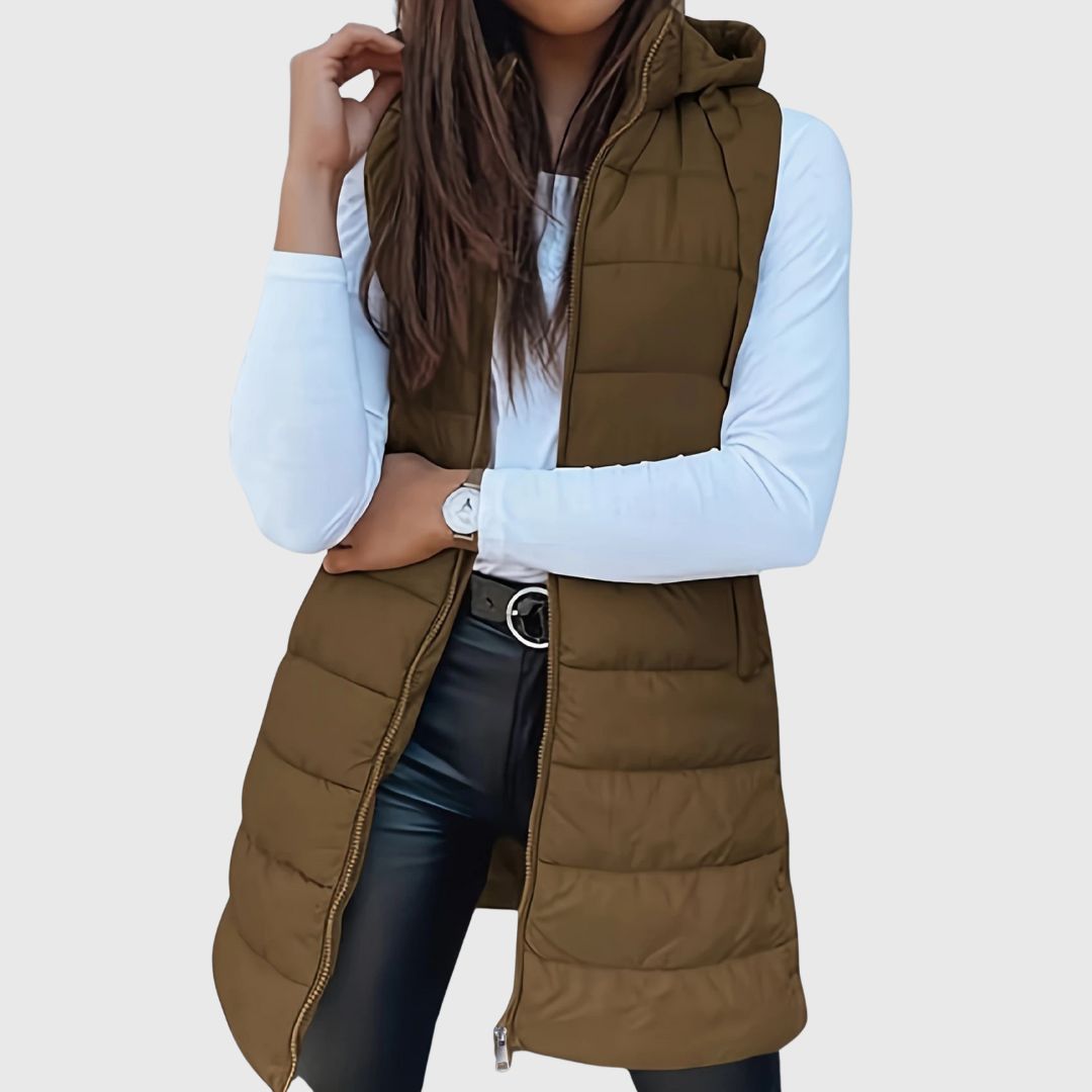 Rain - Hooded Long Puffer Vest