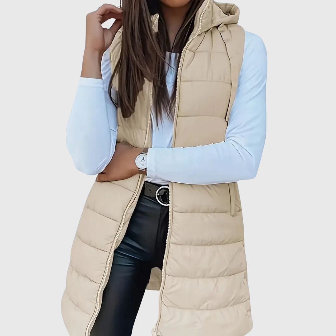 Rain - Hooded Long Puffer Vest