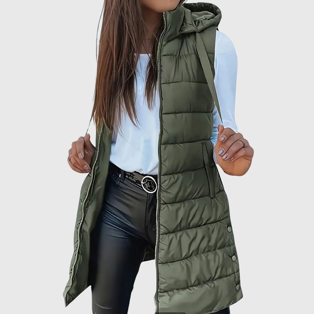Rain - Hooded Long Puffer Vest