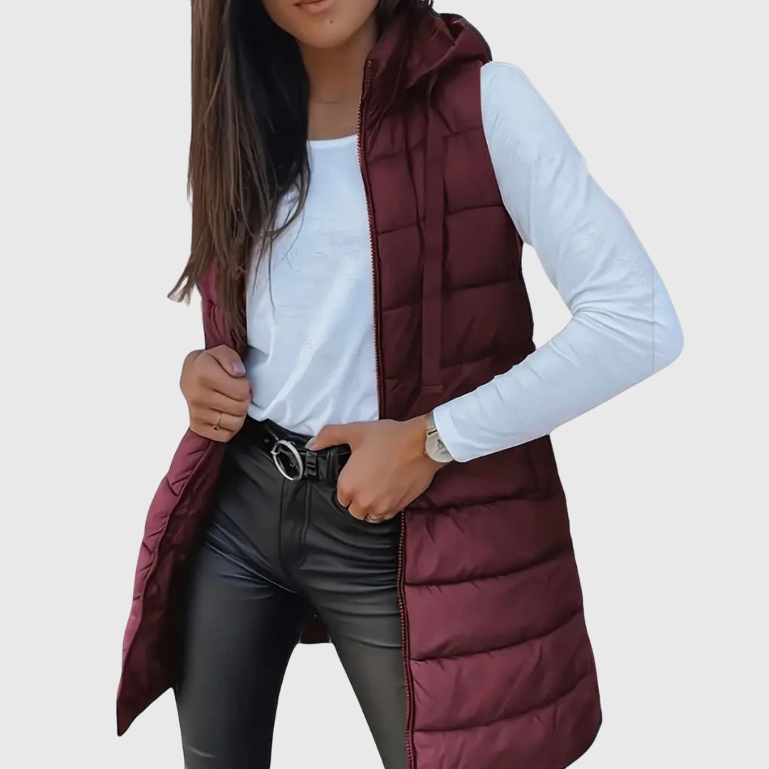 Rain - Hooded Long Puffer Vest