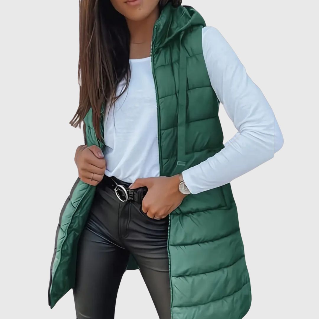 Rain - Hooded Long Puffer Vest