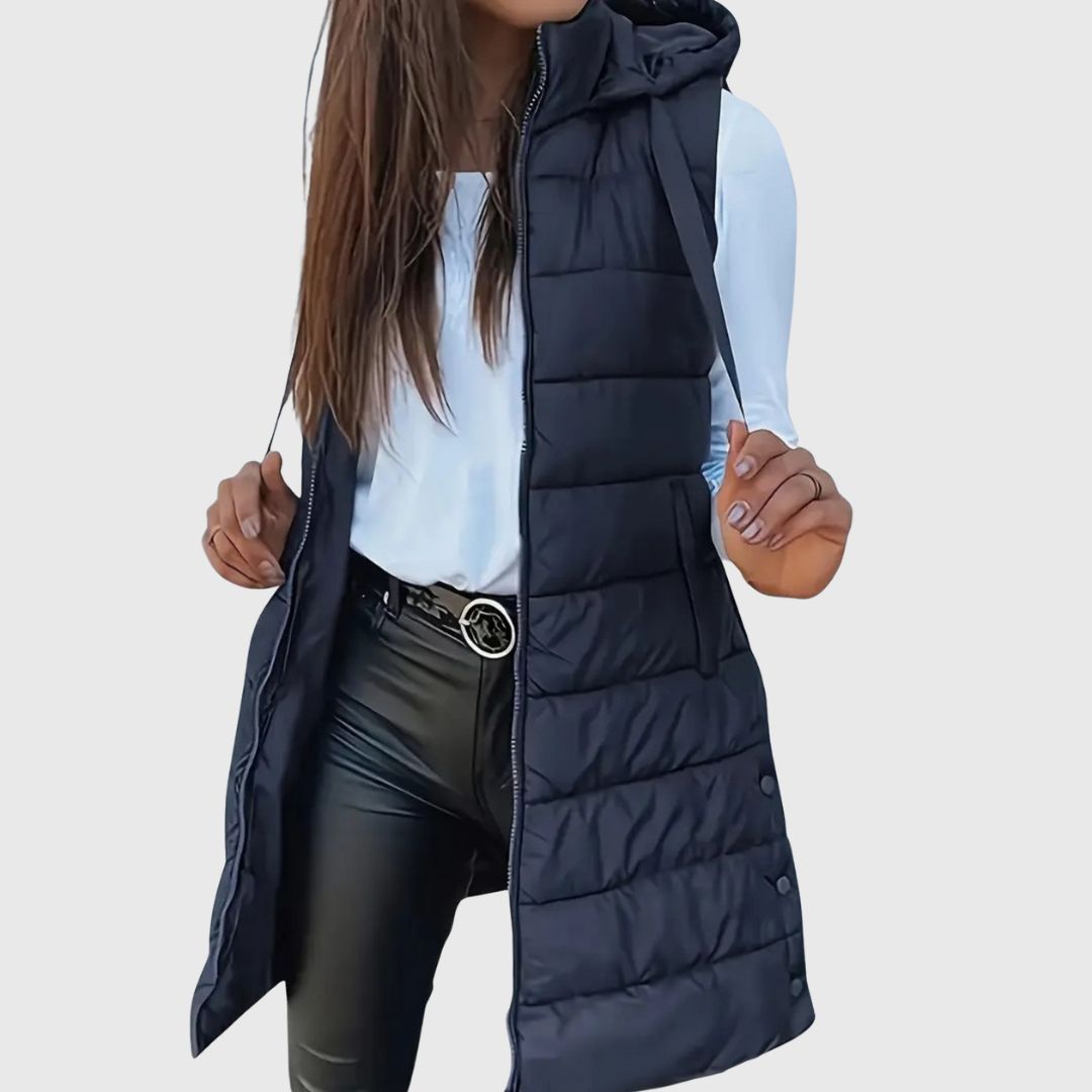 Rain - Hooded Long Puffer Vest