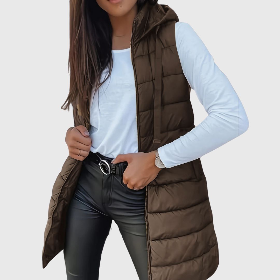 Rain - Hooded Long Puffer Vest