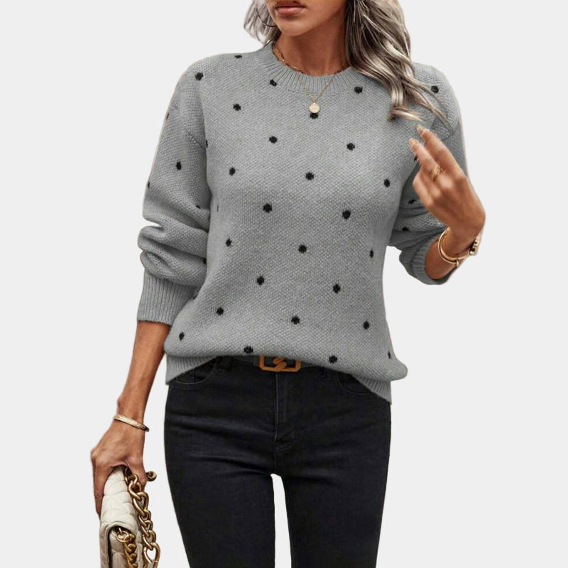Sophisticated Polka Dot Knitted Sweater