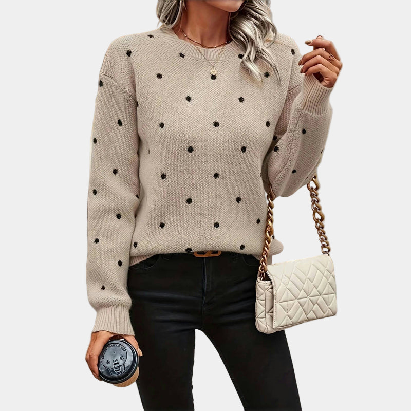 Sophisticated Polka Dot Knitted Sweater