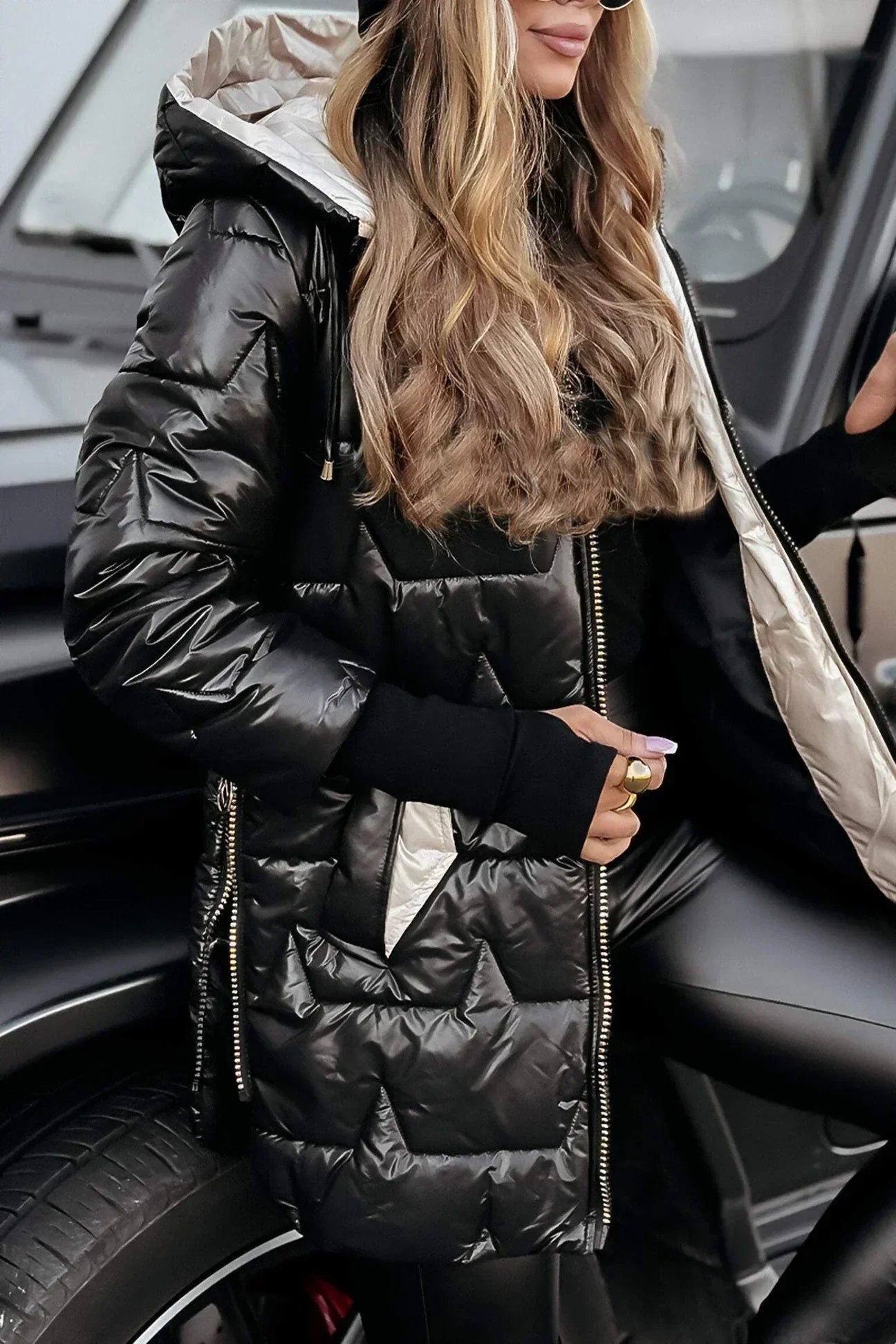 Olivia | Long Quilted Hooded Coat