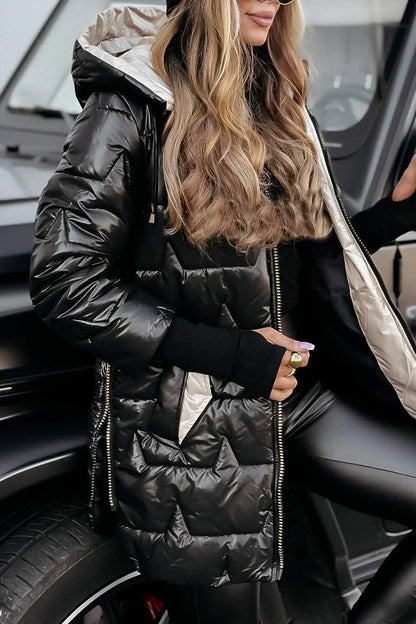 Olivia | Long Quilted Hooded Coat