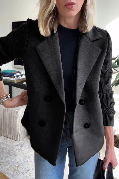 Chic Blazer with Knitted Sleeves