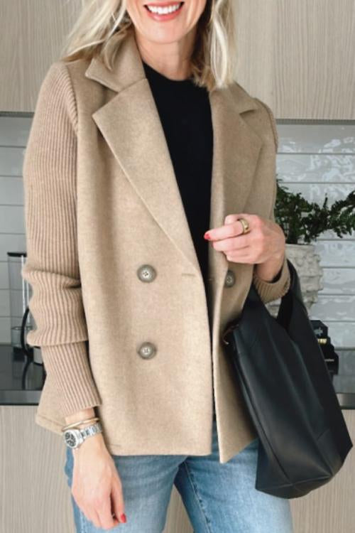 Chic Blazer with Knitted Sleeves