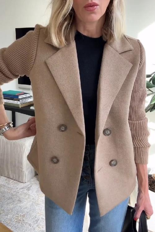 Chic Blazer with Knitted Sleeves