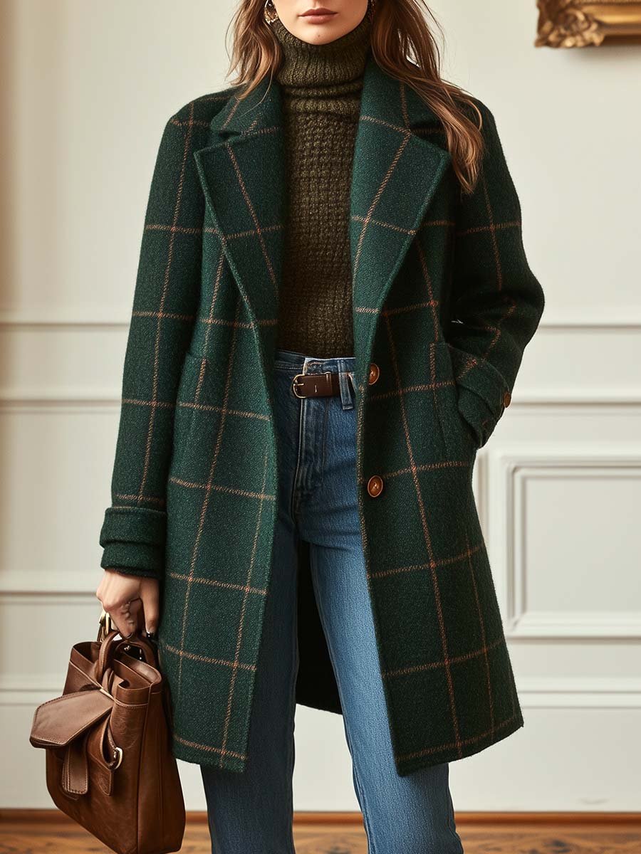 Kaitlyn – Retro Plaid Coat for Timeless Elegance