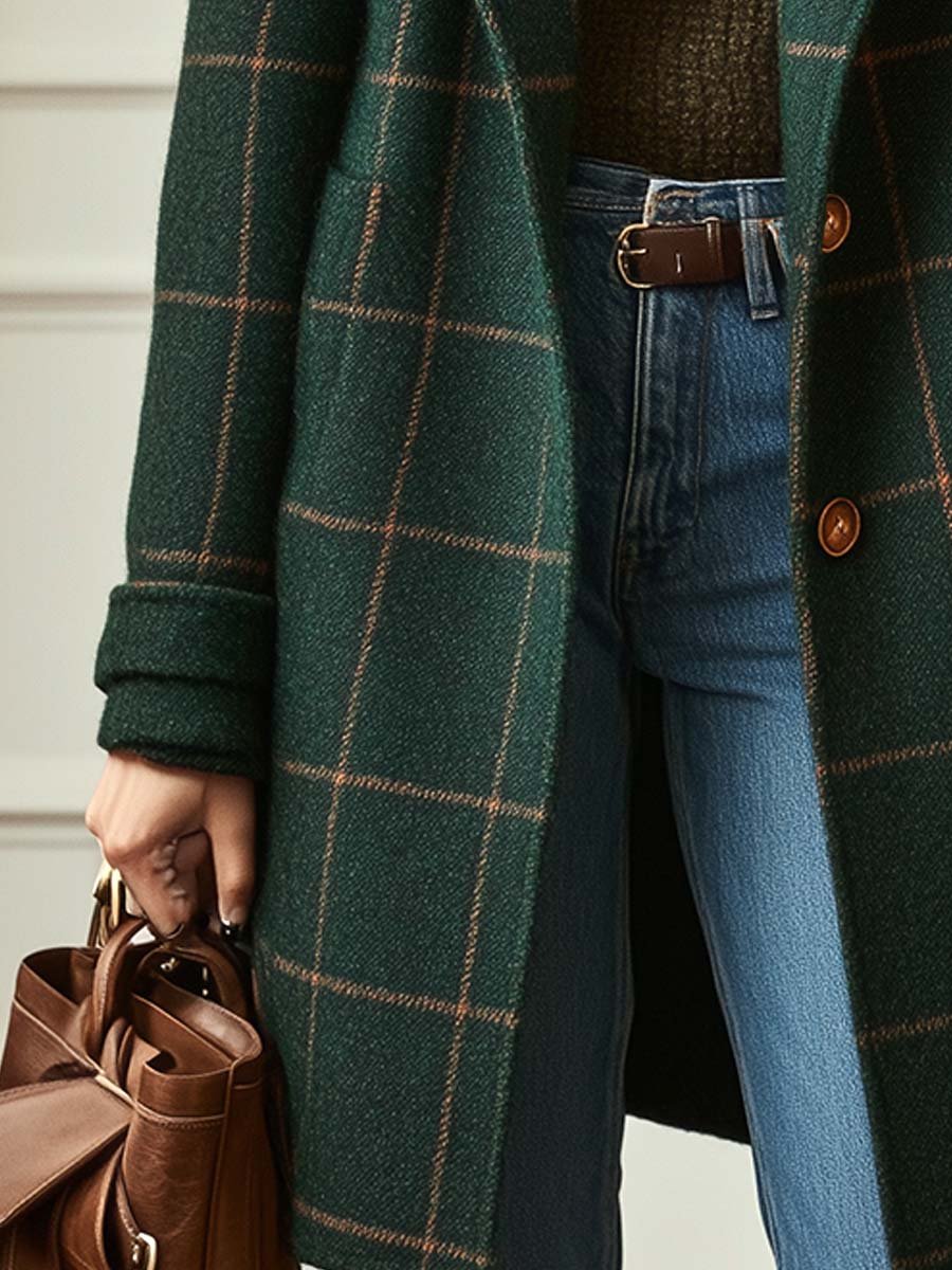 Kaitlyn – Retro Plaid Coat for Timeless Elegance