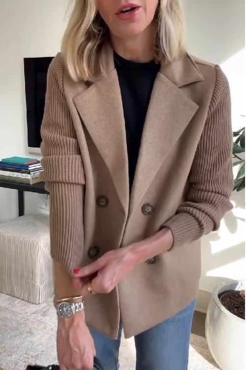 Chic Blazer with Knitted Sleeves
