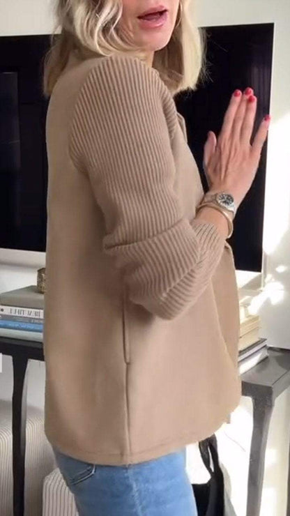 Chic Blazer with Knitted Sleeves