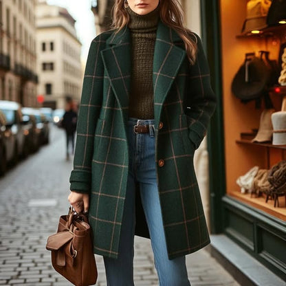 Kaitlyn – Retro Plaid Coat for Timeless Elegance