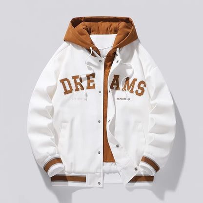 HOODED VARSITY JACKET